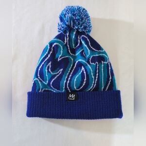 Mammoth Mountain Blue Knit Beanie Ski And Snowboard Area